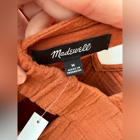 MADEWELL - Lightspun Cotton Gauze V-Neck Midi Dress - Burnt Clay - Medium - BNWT - Picture 14 of 16